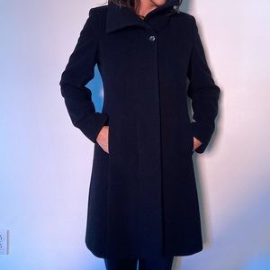 Vtg Cole Haan funnel-neck wool pea coat